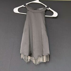 Blue B Collection Halter Top with Rhinestones